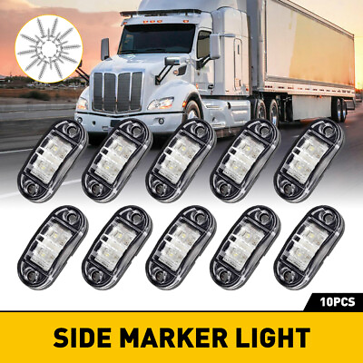 #ad 10X Pickup Marker Side Round lights LED Light Bullet Truck Trailer White 2.5quot; $11.39