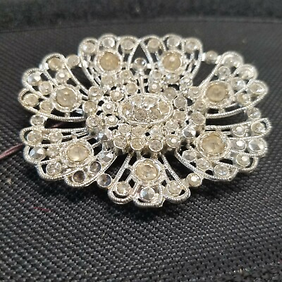 #ad Very Old Vintage Rhinestone Brooch Pin Oblong Casual or dressy $17.50