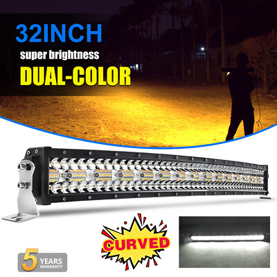 #ad 32 INCH LED Light Bar Amber Strobe Flash for Truck Pickup UTV SUV Snow Fog Lamp $99.43