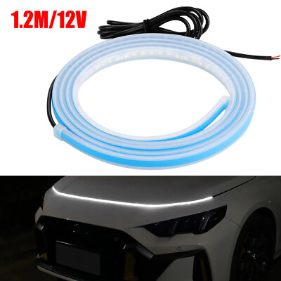 #ad 120cm 12V Car Hood LED Daytime Running Light Waterproof Strip Flexible Lamp EOB $8.99