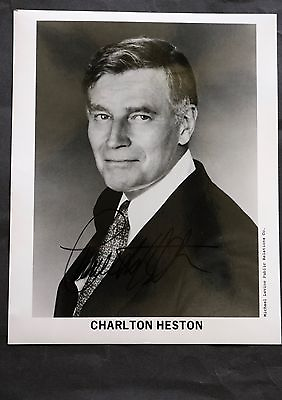 #ad Charlton Heston Famous Film Actor Black amp; White Autographed Photograph $26.00