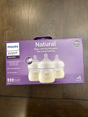 #ad Philips Avent Natural Baby Bottle w Natural Response Nipple 4oz Clear 3 Pack $17.99