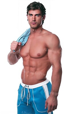 #ad 13x19 Male Model Photo Print Muscular Handsome Beefcake Shirtless Hunk AA447 $17.60
