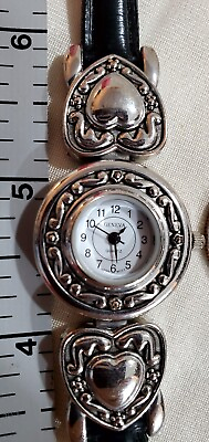 #ad CUTE PETITE Geneva Womens WATCH w Leather Band Fits 7in WORKS FREE SHIPPING $15.99
