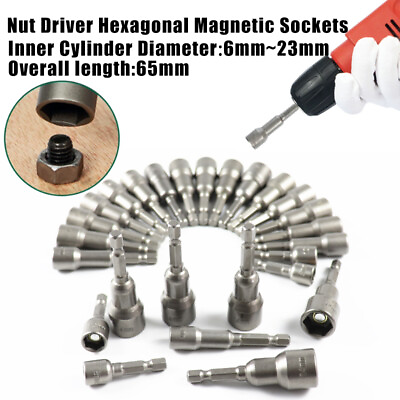 #ad Hex Socket Sleeve Drill Bits Adapter Electric Nut Driver Shank Magnetic 6mm 23mm $6.69