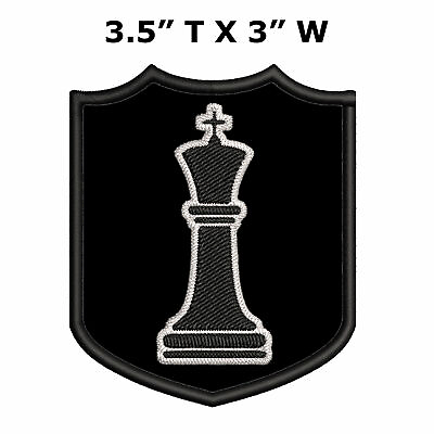#ad Black King Chess Piece Patch Embroidered Iron on Classic Board Game Souvenir $5.87