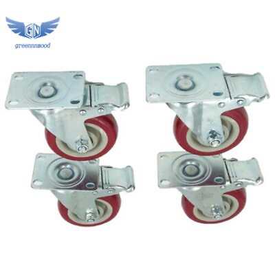 #ad 4 Pack Heavy Duty Caster Set 4quot; Wheels All Swivel All Brake Casters Non Skid $30.19