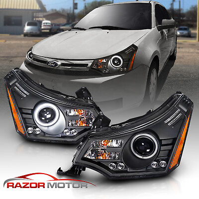 2008 2011 Black LED LED Halo Projector Headlight For Ford Focus Coupe Sedan $219.90