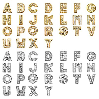 #ad 52 Pieces Rhinestone Letter Sliders Charm Alphabet Letter A Z 8 mm Alloy $21.80