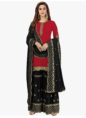 #ad Stitched Indian Sharara Kurti Salwar Suit designer party wear Kurta Dress Small $36.99