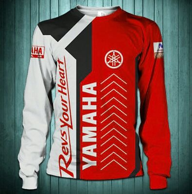 #ad Personalized Yamaha Red White Long sleeve Shirt 3D Racing Size S 5XL $26.90