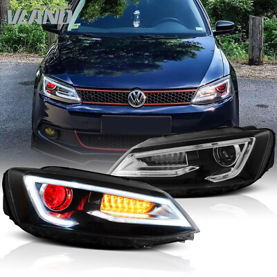 #ad For 11 18 VW Jetta Audi Style LED Headlights DRL Sequential Signal w Red Demon $386.09