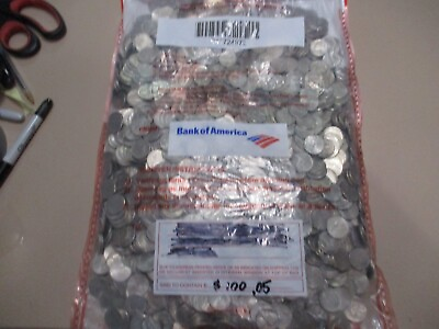 #ad NICKELS SEALED BANK BAG FROM COMMERCIAL CUSTOMER UNSEARCHED CIRCULATED $100 FACE $160.00