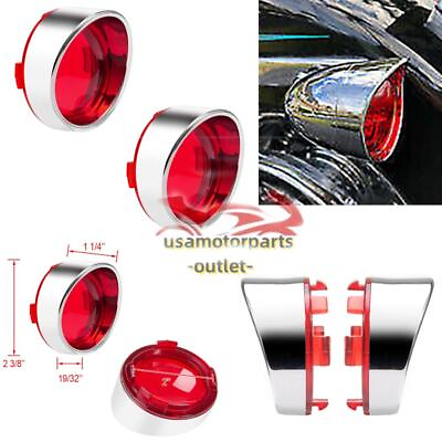 #ad Turn Signal Light Bezels Visor Red Lens Cover For Harley Touring Road King Dyna $9.99