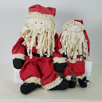 #ad Large and smaller Cloth Santa Claus Shelf Decoration $64.99