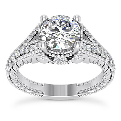 #ad #ad Split Shank Solitaire 1.92 Carat E VS1 Round Lab Created Diamond Engagement Ring $1740.00