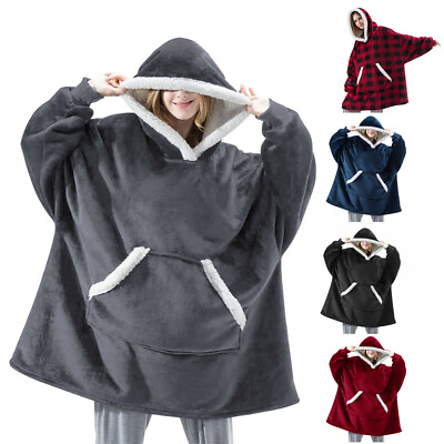 #ad Wearable Blanket Reversible Oversized Warm Blanket Hoodie Sweatshirt Adult Size $19.95