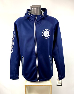 #ad WINNIPEG JETS NHL Soft Shell Hooded Jacket BLUE w Reflective Logos: MEDIUM $69.99