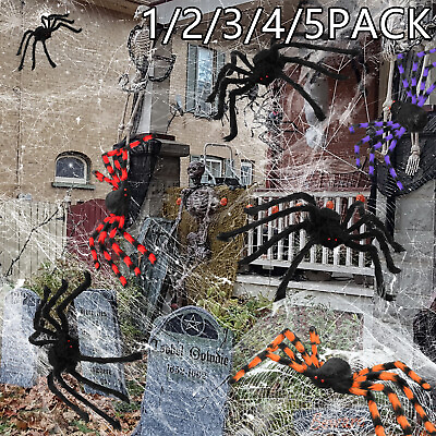 #ad LARGE Spider Halloween Decoration Haunted House Prop Outdoor Scary Party Decor $4.95