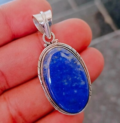 #ad Lapis Lazuli Gemstone Pendant 925 Sterling Silver Handmade Amazing Jewelry 9 $9.01