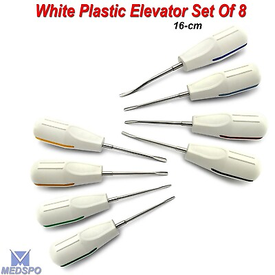 #ad Set Of 8 White Plastic Luxating Elevators Dental Root Extracting Surgery Kit New $47.99