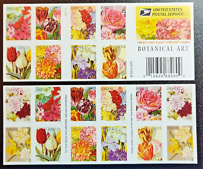 #ad Mint US Botanical Art Flower Booklet of 20 Forever Stamps Scott# 5042 5051 MNH $13.45