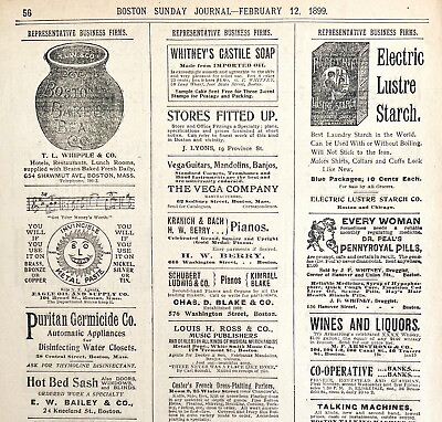 #ad Full Page Advertisements 1899 Victorian Boston Massachusetts Companies #3 DWEE4 $10.00