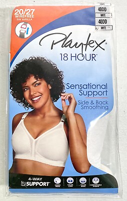 #ad 20 27 Playtex 18 Hour Sensational Support Side amp; Back Smoothing Wire Free 40DD $14.94