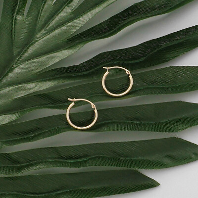#ad 10K Gold High Polish Basic French Lock Hoops Earrings Jewelry for Women Girls $29.99