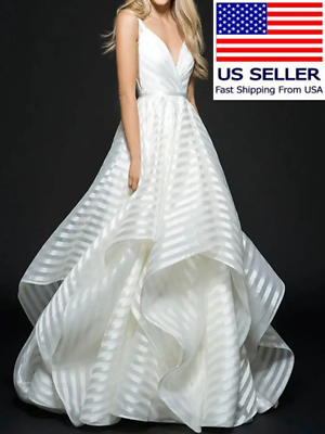 #ad New Fashion V Neck Wedding Prom Dress White $39.99