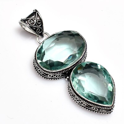 #ad Aquamarine Handmade Gemstone Antique Design Pendant Jewelry Wedding Gift NP 093 $6.99