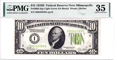 #ad 1928 B $10 FRN Minneapolis LGS PMG Choice Very Fine 35 #I06048389A $150.00