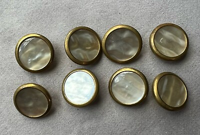 #ad Vintage 8 Metal Gold Tone amp; Faux Pearl BUTTONS hank 7 8quot; #574 $5.99