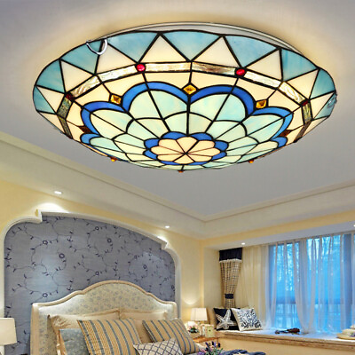 #ad Modern Stained Glass LED Ceiling Lighting Tiffany Style Flush Mount Ceiling Lamp $129.00