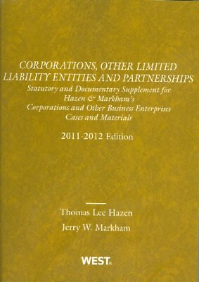 #ad CORPORATIONS OTHER LIMITED LIABILITY ENTITIES AND By Thomas Lee Hazen amp; Jerry $25.49