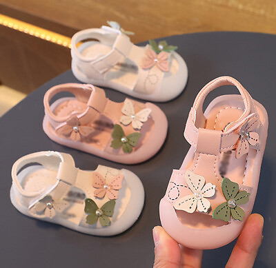 #ad Baby Kids Girls Infant Casual Outdoor Summer Soft Flat Bow Walking Beach Sandals $14.99