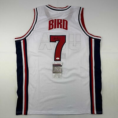 #ad Autographed Signed Larry Bird United States USA White Dream Team Jersey JSA COA $299.99