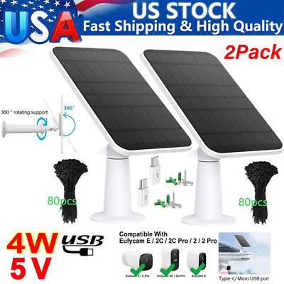 #ad 2Pcs 5V Solar Panels For Wireless Camera for Eufy Eufycam Cam Micro USB amp; Type C $39.99