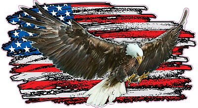 #ad Eagle Worn American Flag RIGHT Large Decal is 48quot; in size $52.95