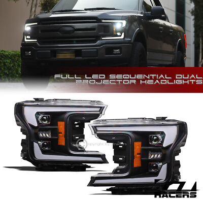 #ad For 2018 2020 F150 Blk Chrome Full LED Switchback Sequential Projector Headlight $439.00