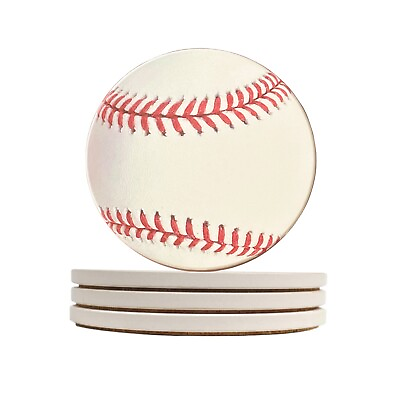 #ad Baseball Coasters Pack of 4 Ceramic Absorbing Non Slip Beverage Coaster for Dri $12.99