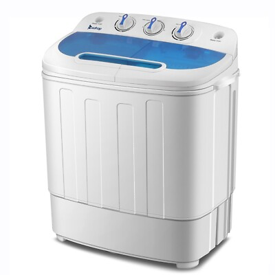 #ad 15lbs Home Dorm Semi Auto Mini Portable Twin Tub Washing Machine Spinner $136.89