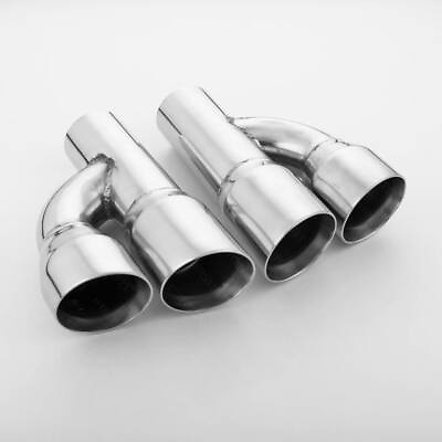 #ad Pair Quad 3quot; Outlet 304 Stainless Steel Exhaust Tips Offset 2.4quot; Inlet Dual Wall $161.97