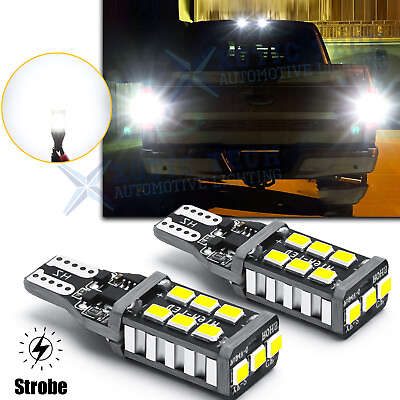 White Backup Reverse Light 921 T15 Strobe LED Bulbs For Chevy Silverado GMC Jeep $13.29