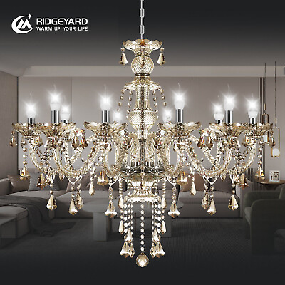 #ad Elegant 10 Lights Crystal Glass Chandelier Pendant Ceiling Lighting Fixture E12 $113.99