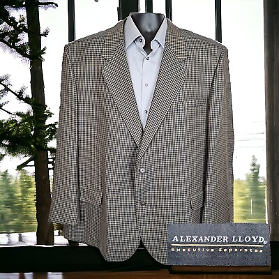 #ad Alexander Lloyd Executive Sport Coat Blazer Mens 52R Brown Check USA $50.00