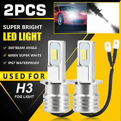 2PCS H3 LED Fog Driving Light Bulbs Conversion Kit DRL Super Bright 6000K White $10.98