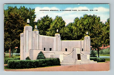 #ad La Crosse WI Wisconsin Anderson Memorial In Riverside Vintage Postcard $7.99