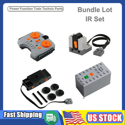 #ad 4x Power Functions Technic Parts Kit Battery Box Receiver Remote Train Motor $17.68