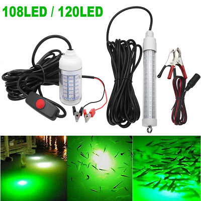#ad 12V LED Green Underwater Submersible Night Fishing Light Crappie Ice Squid Boat $15.39